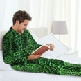 thumbnail image 6 of Fotbe Natural Green Leaves Pattern Long Sleeve Pajama Set for Men,Sleepwear Set,2-piece Loungewear Set,Soft PJs Comfy Nightwear with Pockets-X-Large, 6 of 7