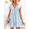 thumbnail image 1 of Women's Dress Spring Summer Commuting Chiffon Buttons Broken Flowers Dresses for Women 2023 V-neck Cheap Casual Women's Dresses2XL Gao Jinjia LED, 1 of 2