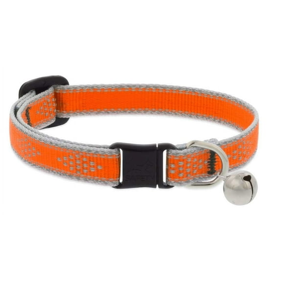 Lupine Reflective Cat Safety Collar with Bell 1/2" Wide Orange Diamond Adjusts 8" to 12"