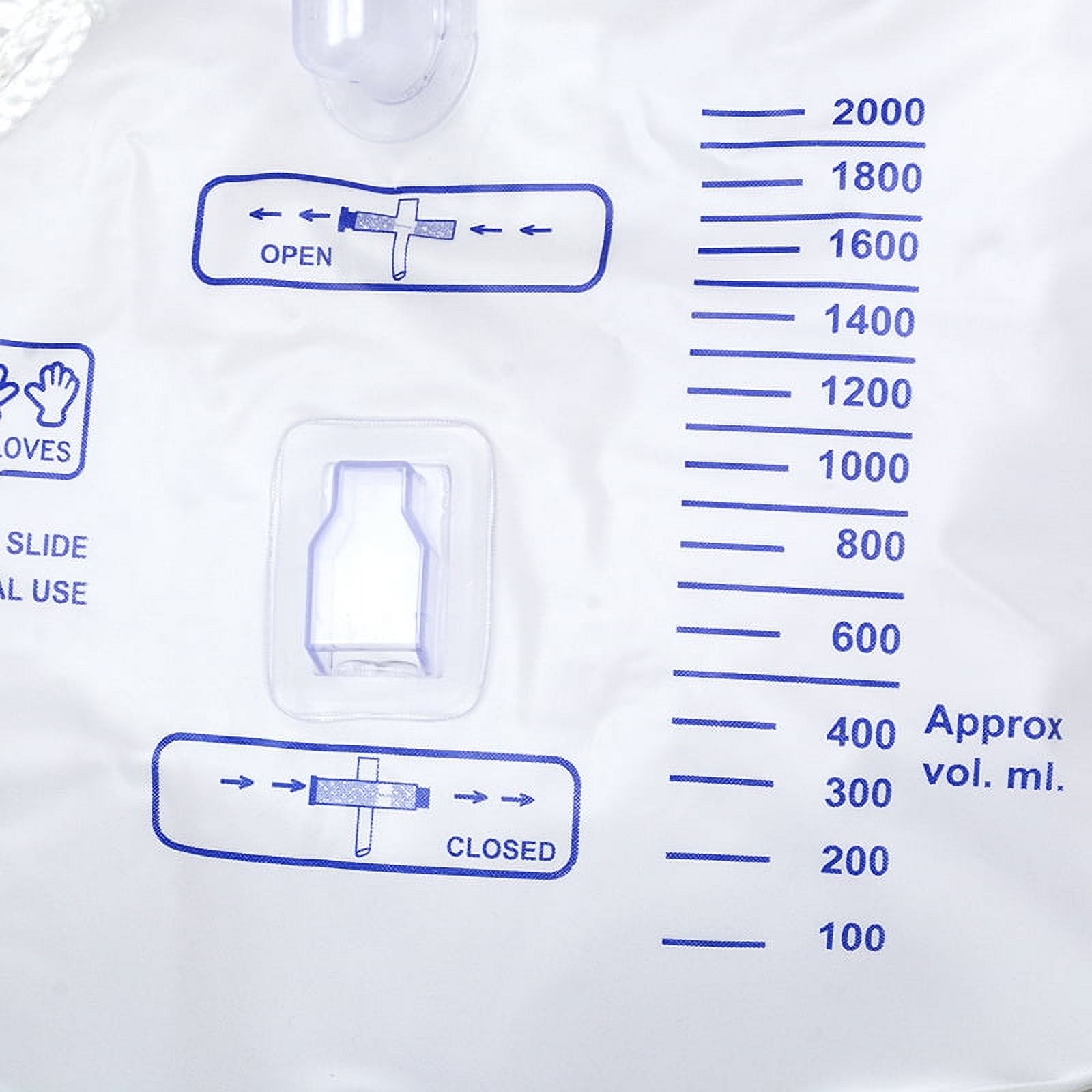 5Pcs Urine Drainage Bags, 2000ml Capacity Leg Bag Urine Collection Bag with Tubing, Anti-Reflux Valve