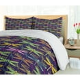 thumbnail image 5 of Ambesonne Dragonfly Duvet Cover Sets, Colorful Spring Insects, 2-King, Purple and Yellow Green, 5 of 7