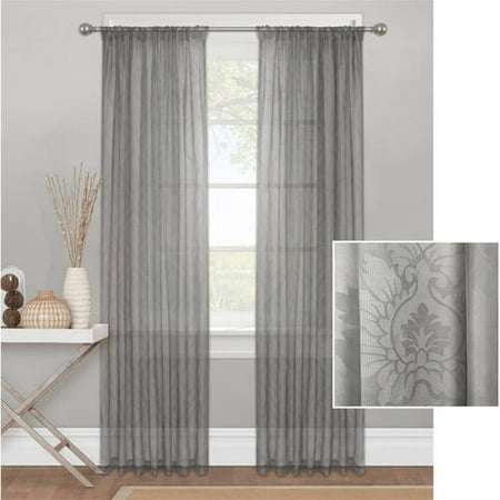 Mainstays Toile Textured Sheer Window Curtain Panel Walmart Com
