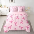 thumbnail image 2 of Castle Fairy Boys Girls Breast Cancer Bedding Comforter Set,Kawaii Ribbon Full Bedding Set, 2 of 8