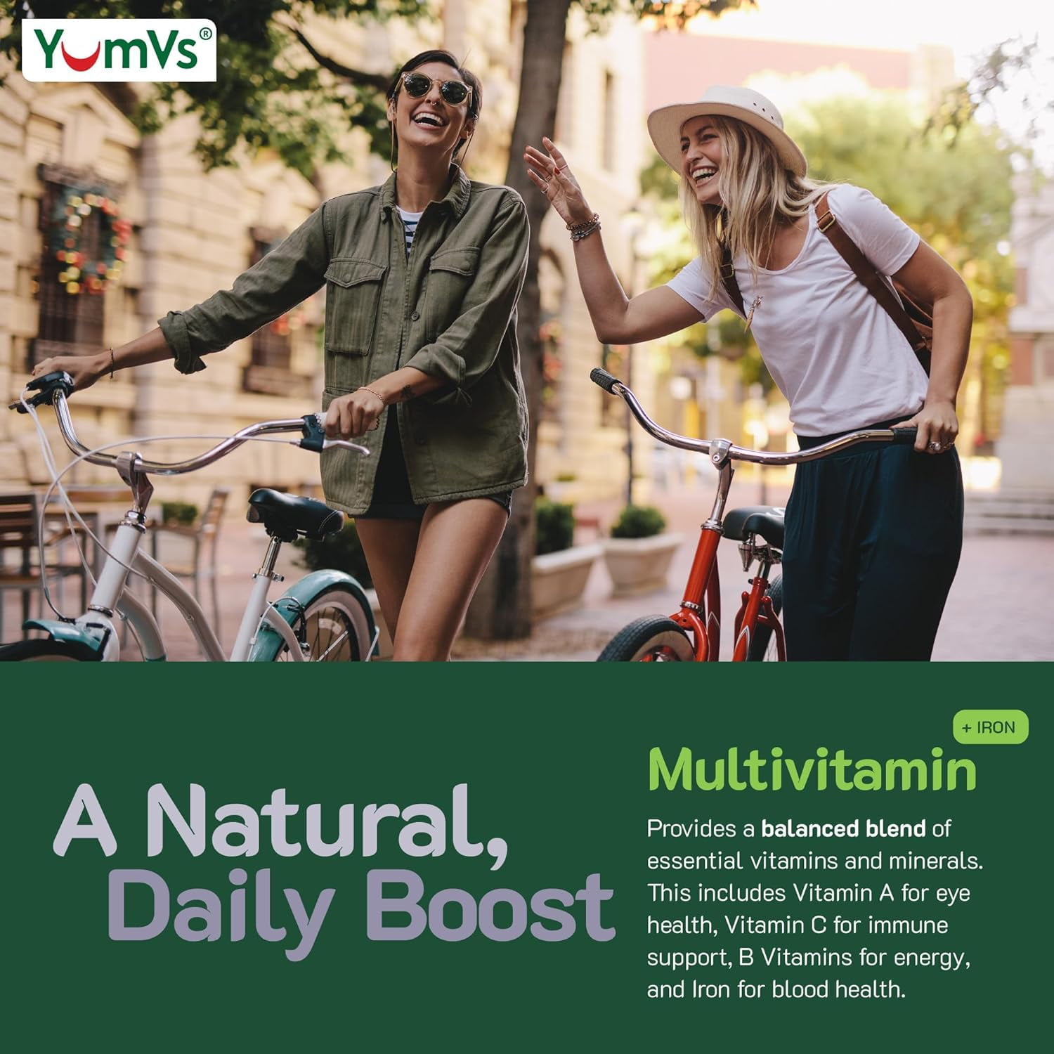 YUM-V's Multivitamin with Iron Gummies Multi Vitamins for Adults, Grape 2-Pack at 60 Pcs./Pack