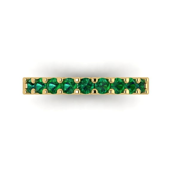 0.63 ctw Wedding Band for Women - 14K Yellow Gold Simulated Emerald Stackable Eternity Ring