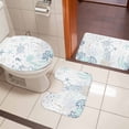 thumbnail image 5 of Summer Ocean Bathroom Rugs Set Teal Grey Shell Coral Turtle Starfish Marine Life Non Slip Absorbent Soft Bath Mats 3 Piece Set with Bathroom Rug, U-Shaped Floor Mat, Toilet Seat Cover Large Size, 5 of 9