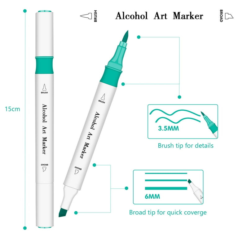anono 120 Colors Alcohol Marker Dual Tip Marker Permanent Marker Set Artist  Markers with Carry Bag for Kids Adults Coloring Drawing, White Penholder