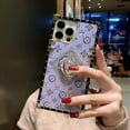 thumbnail image 3 of Carré Mignon Couverture pour les Filles Femmes Tpu Luxe Fleur Design Cas Compatible avec Iphone 13 Pro Max 6,7" Résistant aux Chocs de Protection Robuste Violet Cas, 3 of 5