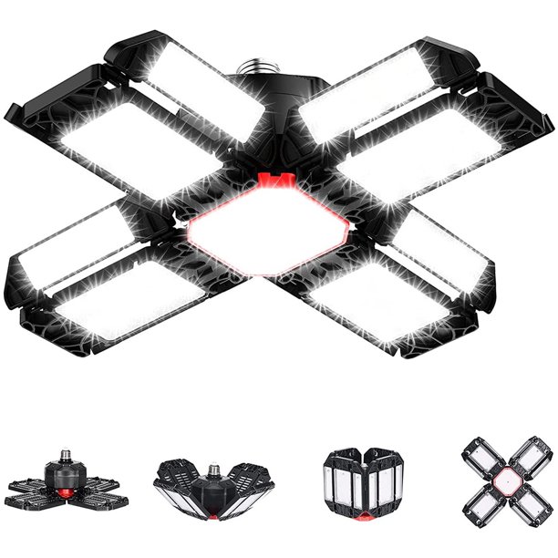 Luz De Garaje Led 12 + 1 Paneles Luz De Garaje Luz De Tienda Led Lámpara De Techo De 200 W Luz De Bahía Alta De Bajo Consumo Para Enchufes E26 / E27 Accesorio De Iluminación Para Taller Granero Almacé Muyoka Hogar