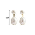 thumbnail image 5 of Grofry 1 Pair Women Stud Earrings White Faux Pearl Dangling Drop Earrings Baroque Style Daughter Bridesmaid Dangle Earrings, 5 of 7