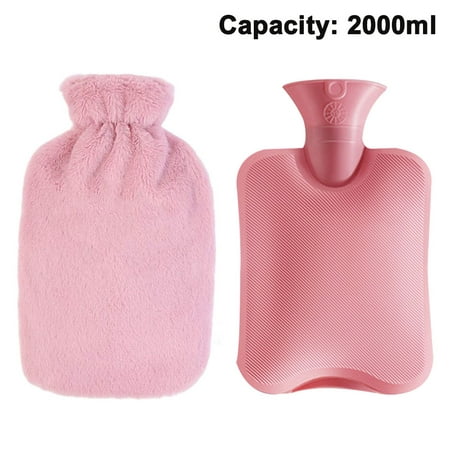 Hot Water Bottle with Soft Plush Cover - 2L - Classic Hot Water Bag for ...