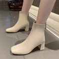thumbnail image 2 of NOKIO Women'S Vintage Ankle Boots With A Square Toe Women Ankle Boots Autumn And Winter Simple Solid Color Fashion Comfortable Square Toe Square Heel Back Zipper Women'Sfashion-Forward Ankle Booties, 2 of 9