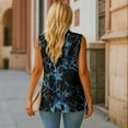thumbnail image 4 of Psesaysky Women Single Button Vest Crop Blue Camo Branch Print Sleeveless V Neck Lightweight Waistcoat with Pockets Trendy Blazers for Women, Size S, 4 of 6