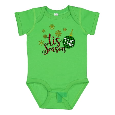 

Inktastic Christmas Tis the Season Gold Snowflakes and Green Bulb Boys or Girls Baby Bodysuit
