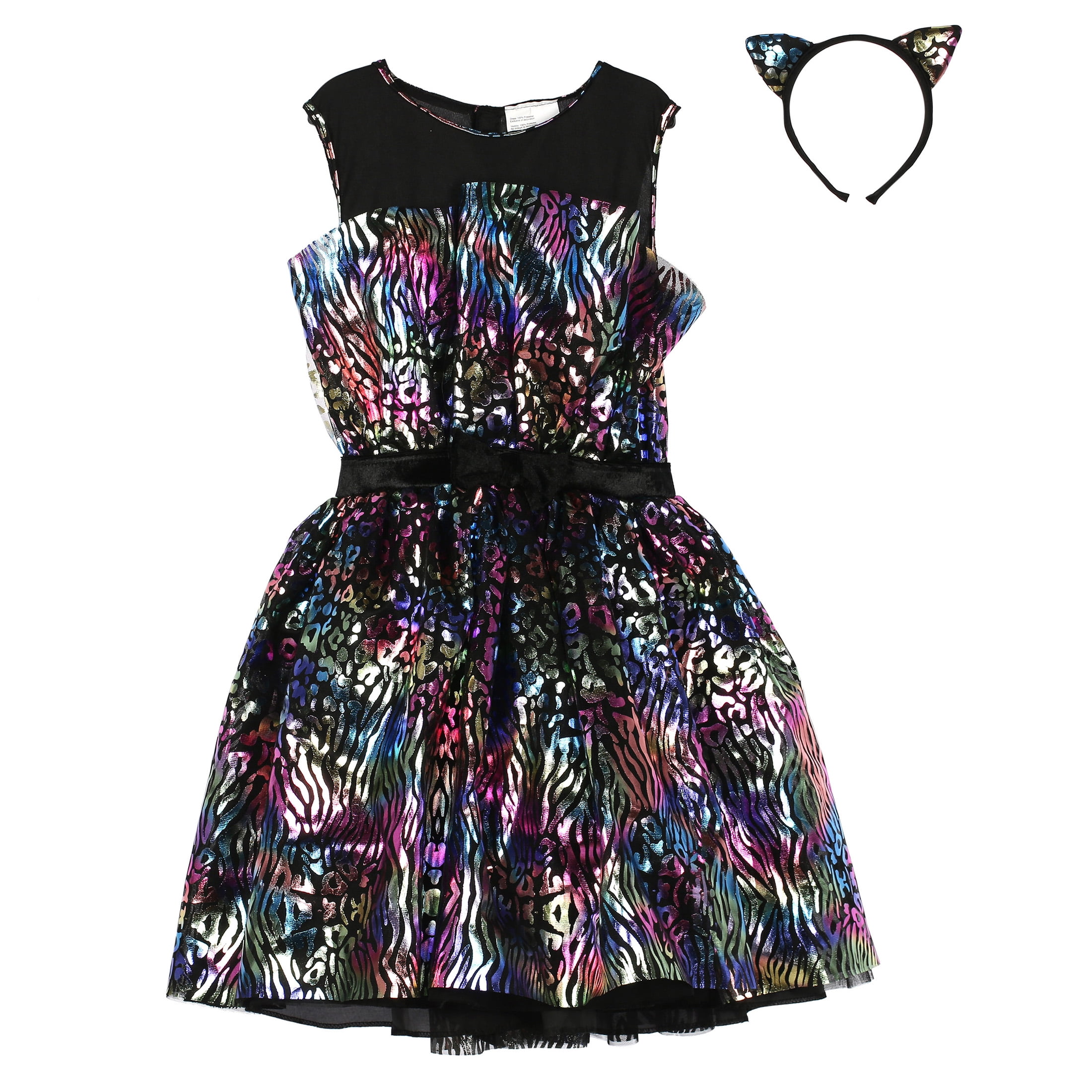 Fluffy Kitty Halloween Costume for Children, Girls' Size L (10/12), by Way to Celebrate