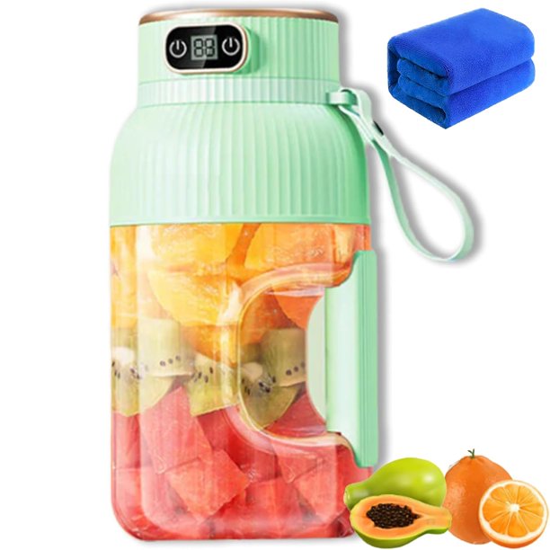 Taza exprimidora portátil multifuncional con pantalla digital, mini exprimidor portátil recargable por USB, licuadora de batidos portátil sobre la marcha, perfecta para batidos, batidos (tapa única ve