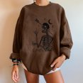 thumbnail image 4 of Sudadera extragrande de lana de manga larga con cuello redondo y estampado de calavera para mujer Pompotops gfhjh16790, 4 of 5