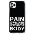 thumbnail image 1 of DistinctInk Clear Shockproof Hybrid Case for iPhone 13 Pro MAX (6.7" Screen) - TPU Bumper, Acrylic Back, Tempered Glass Screen Protector - Pain is Weakness Leaving the Body - Inspirational Quote, 1 of 2