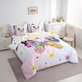 thumbnail image 4 of Homewish Kawaii Cartoon Butterfly Twin Bedding Sets 7-Piece, Rustic Blossoms Floral Bedding Comforter Set, Modern Fashion Honeycomb Reversible Sheet Sets, Luxury Bedroom Decor, 4 of 8