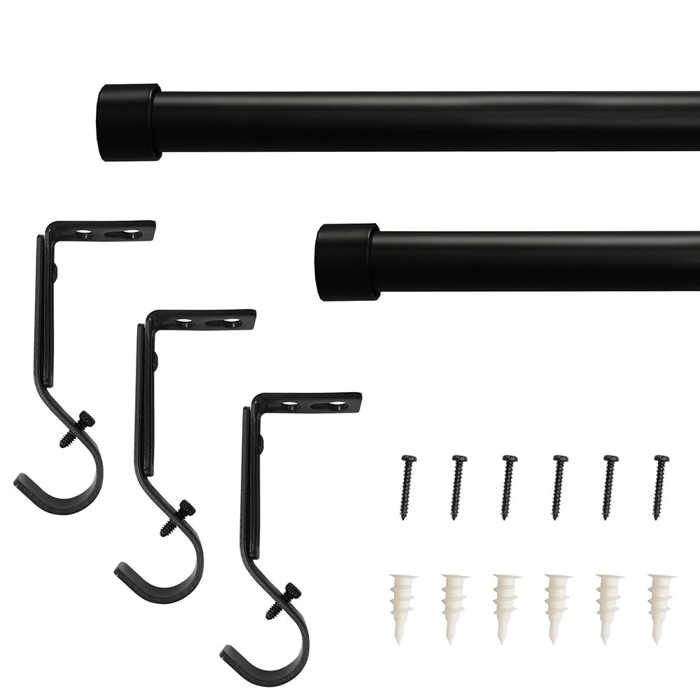 3/4" Single Curtain Rod Set with End Cap Finials 2-Pack