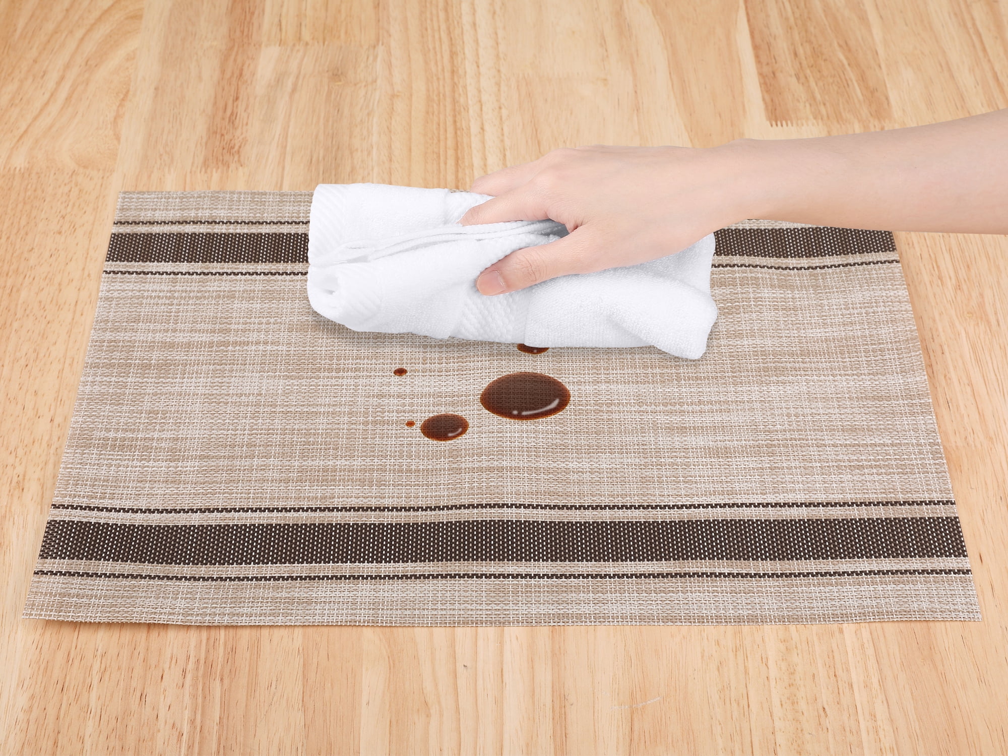 Unique Bargains Placemats Set of 6 Vinyl Placemats Coffee