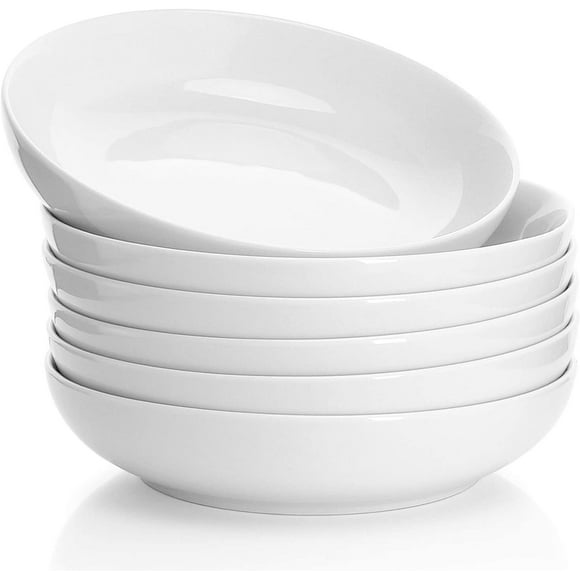 IGUOHAO112.001 Porcelain Salad Pasta Bowls - 22 Ounce - Set of 6, White
