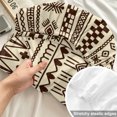 thumbnail image 4 of Twin Sze Fitted Sheet Set - Boho 2 Piece Bedding Sets 16" Deep Pocket Fitted Sheet with 1 Pillowcase, Beige Brown Traditional Ethnic Geometric Motifs Brushed Microfiber Hotel Luxury Bed Sheets, 4 of 9