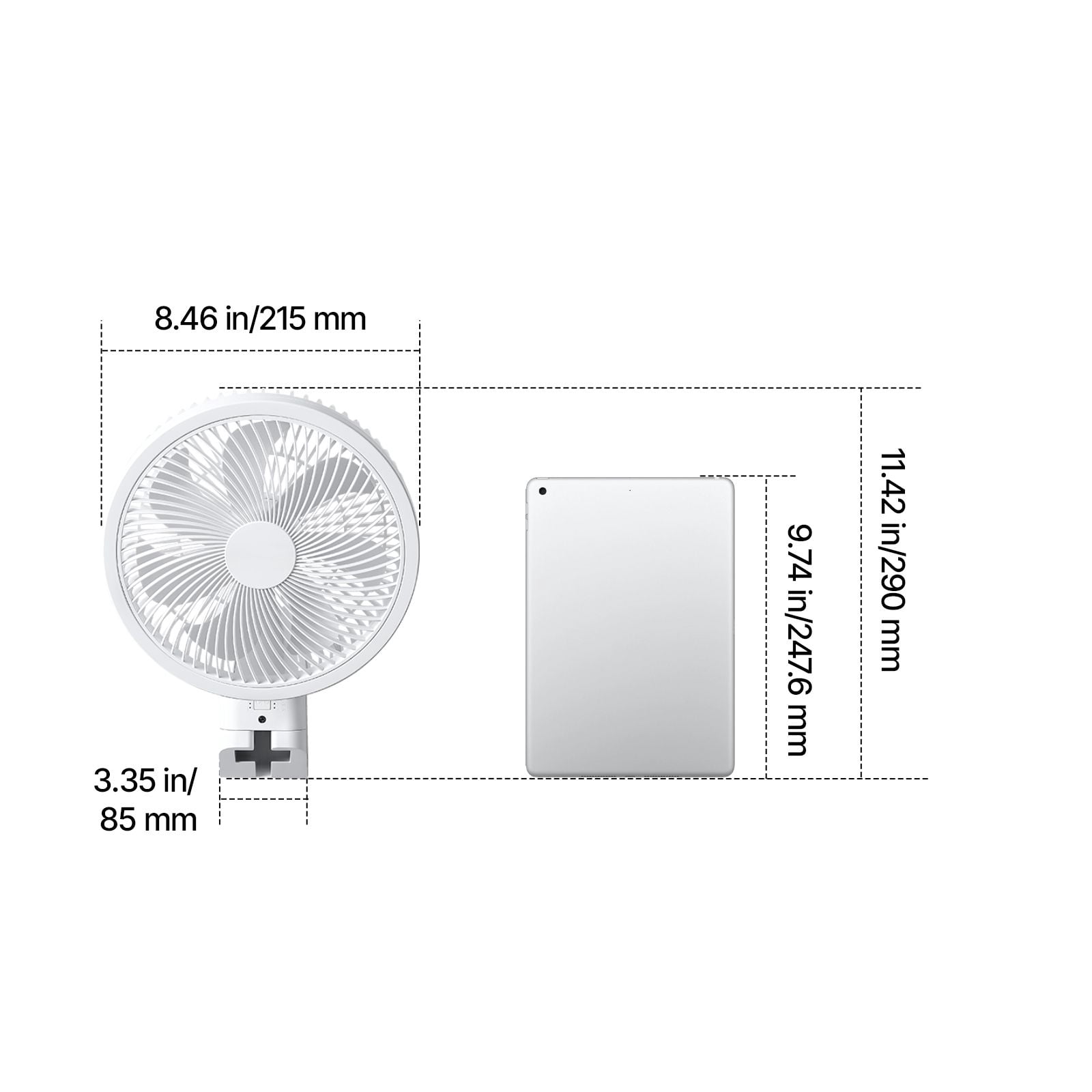 Wall Mount Fan 8.5 Inch, Oscillating with Remote Control, 90° Horizontal and 120° Vertical Tilt, 10ft Airflow, 4 Speeds and Timer, DC Motor Quiet Operation