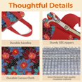 thumbnail image 4 of Pioneer Flower Floral Print Pattern Insulated Lunch Bag for Women & Adults,Large Portable Soft Cooler Lunch Bag,Thermal Food Storage Tote with Pearl Cotton,8.66L,8.75x5.75x9.5 Inch, 4 of 6