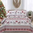 thumbnail image 2 of CHESITY King Christmas Bedding Christmas Deer Bedding Sets Reindeer Quilt Holiday Christmas Bedspread Blanket Coverlet Comforter Set for Winter Snowflakes Lantern Pattern (96"x108"), 2 of 4