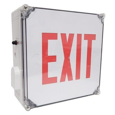 Wet Location LED Exit Sign Battery Backup Red LED