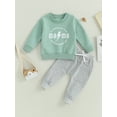 thumbnail image 3 of Bagilaanoe 2PCS Toddler Baby Boy Long Pants Set Letter Print Long Sleeve Sweatshirt Pullover Tops + Sweatpants 6M 12M 18M 24M 3T Kids Casual Sweatsuits, 3 of 8