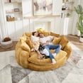 thumbnail image 5 of AENKYO 81" Oversized Double Loaf Sofa Bed for 2, Fluffy Cloud Round Chaise Lounge Chair with Memory Foam & 14 Pillows, Upholstered Deep Seat Daybed for Living Room, Bedroom, Yellow, 5 of 8