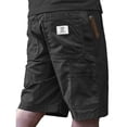 thumbnail image 3 of Men's Vintage Corduroy Shorts Elastic Waist Drawstring Cargo Short Multi-Pocket Lightweight Summer Casual Beach Shorts Black L, 3 of 4