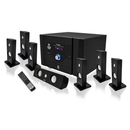 pyle pt798sba 7.1 channel home theater system with satellite speakers, center channel, subwoofer and