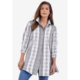 thumbnail image 4 of Roaman's Women's Plus Size Kate Long-Sleeve Crisp Cotton-Blend Button-Front Tunic, 4 of 6