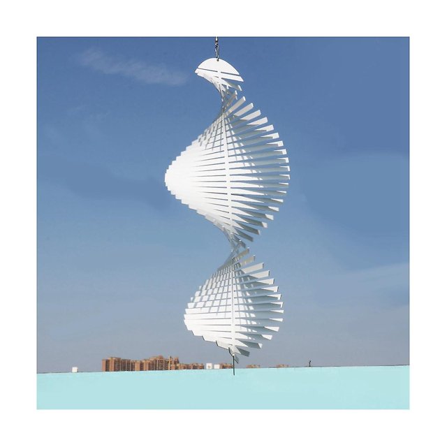 Molinillo de viento de sublimación en blanco cinético, carillón de viento en espiral 3D, escultura colgante para exteriores e interiores G