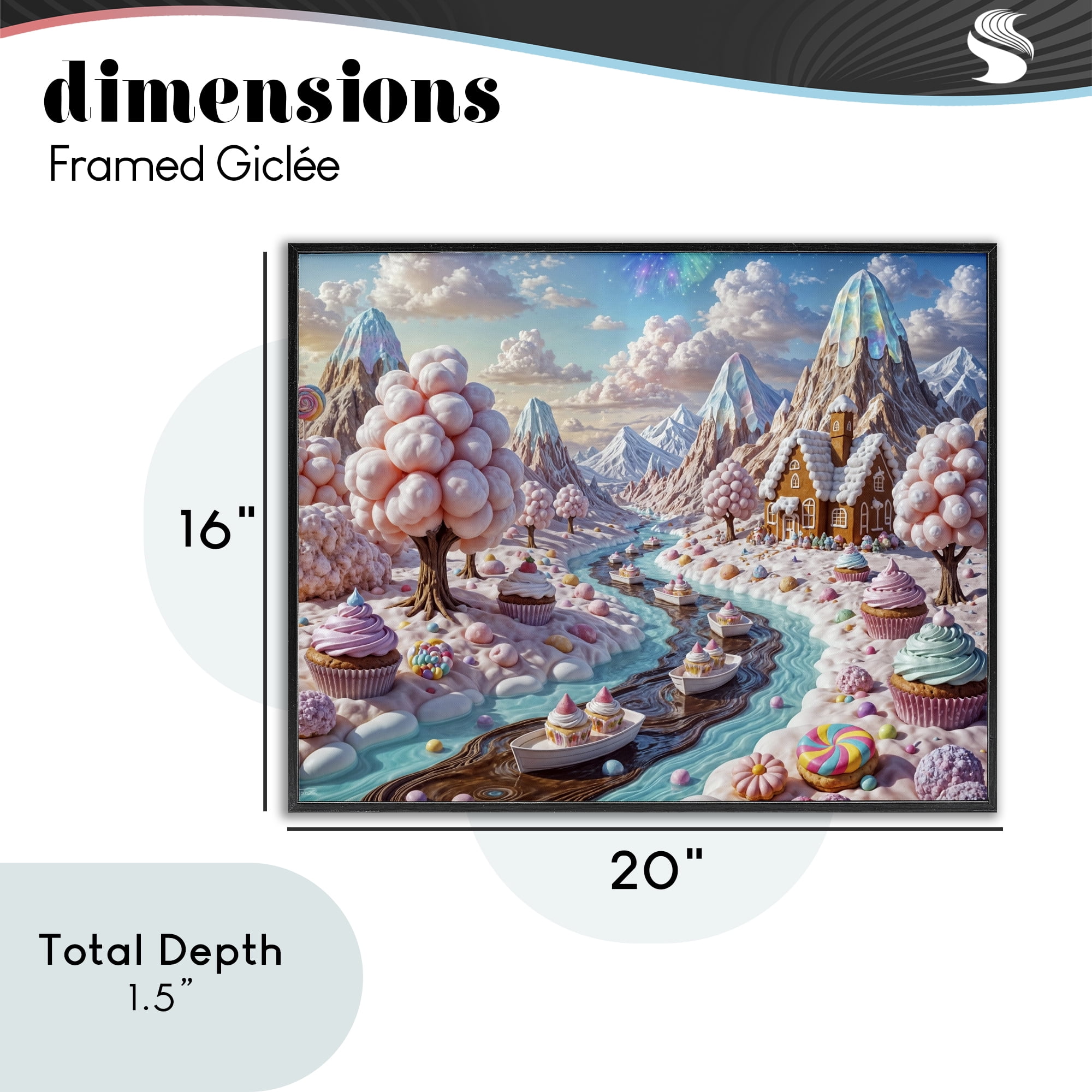 Stupell Industries Dreamlike Candy Land Whimsy Black Framed Giclee Art, design by Tabz Jones