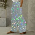 thumbnail image 4 of xjwjuw Womens Casual Sparkly Sequin Pants High Waisted Wide Leg Palazzo Bell Bottom Dance Trousers Loose Pull On Comfy 70s Magic Glitter Disco Party Long Maxi Pants, 4 of 5