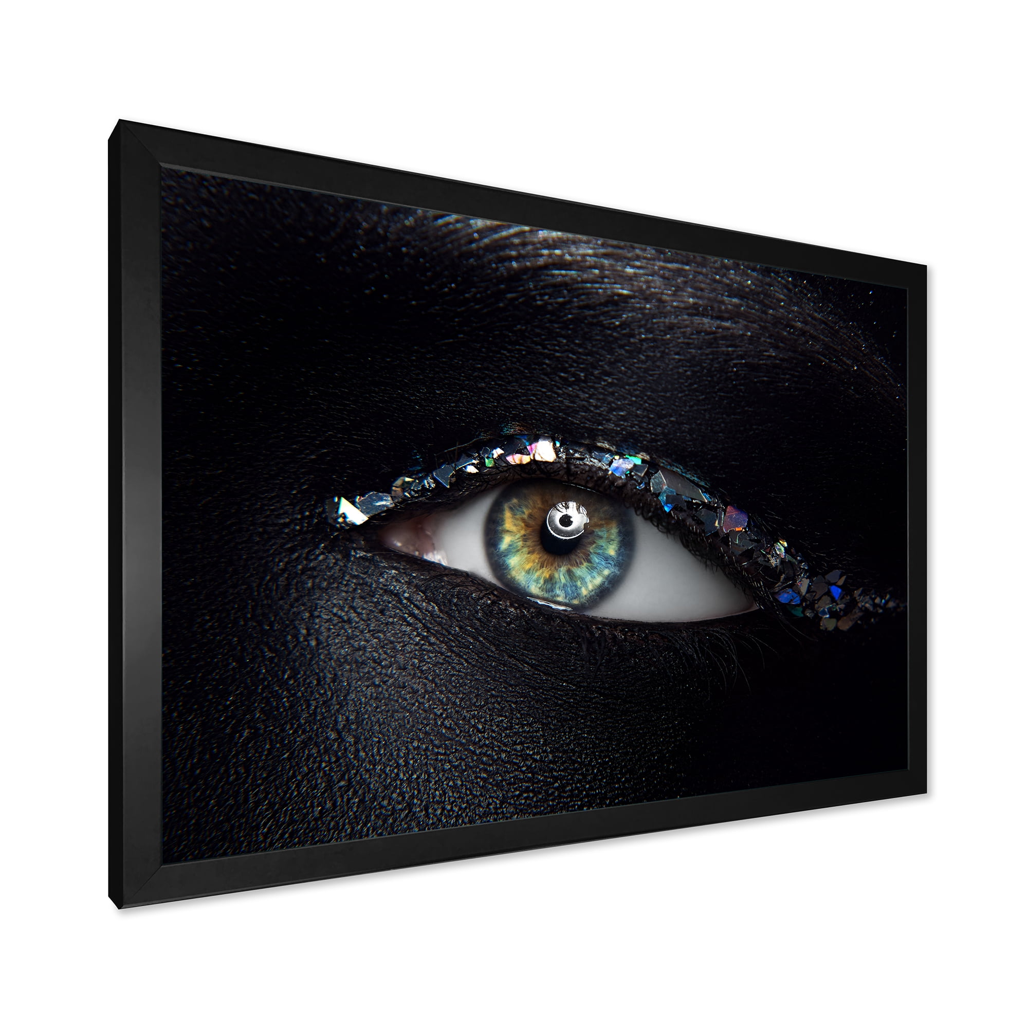 Designart 'Girl Eyes With Multi-Colored Glass Sparkles' Modern Framed Art Print