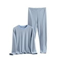 thumbnail image 4 of Aoiroe Womens Long Underwear Womens Long Underwear Sets Winter Sets For Women Comfy Sets For Women Clothing Womens Thermals Top And Bottom Set Two Piece Sets For Women Womens Thermal Set Blue 3XL, 4 of 4
