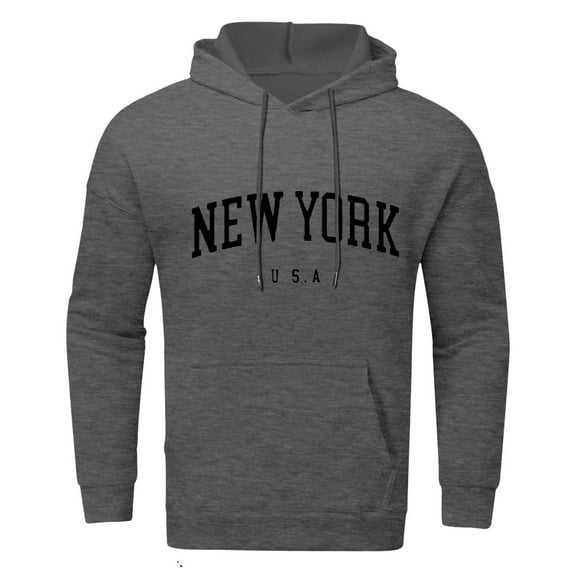 MIASHUI Men's Letter Print Sweatshirt with Pocket and Soft Lining, Comfortable Pullover for Casual Wear  Dark Gray,XL