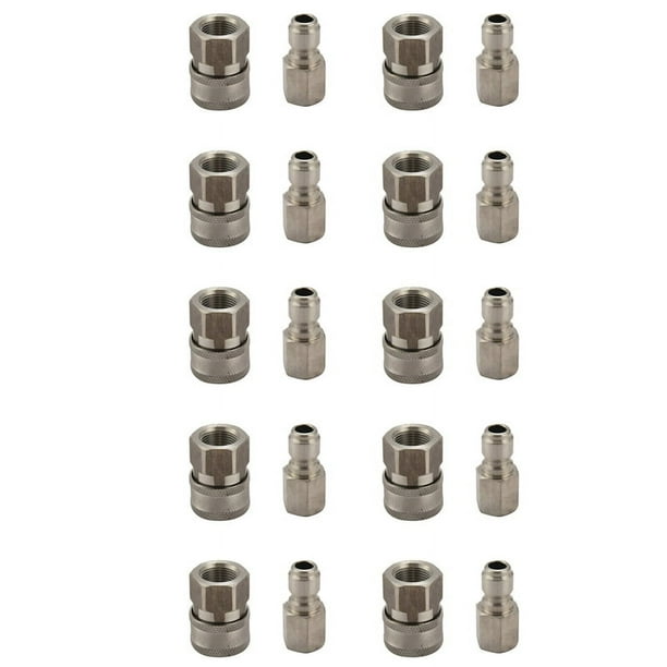 10X Pressure Washer Adapter Set G3/8 Inch Female Quick Connect Plug and Socket for Attach A Hose