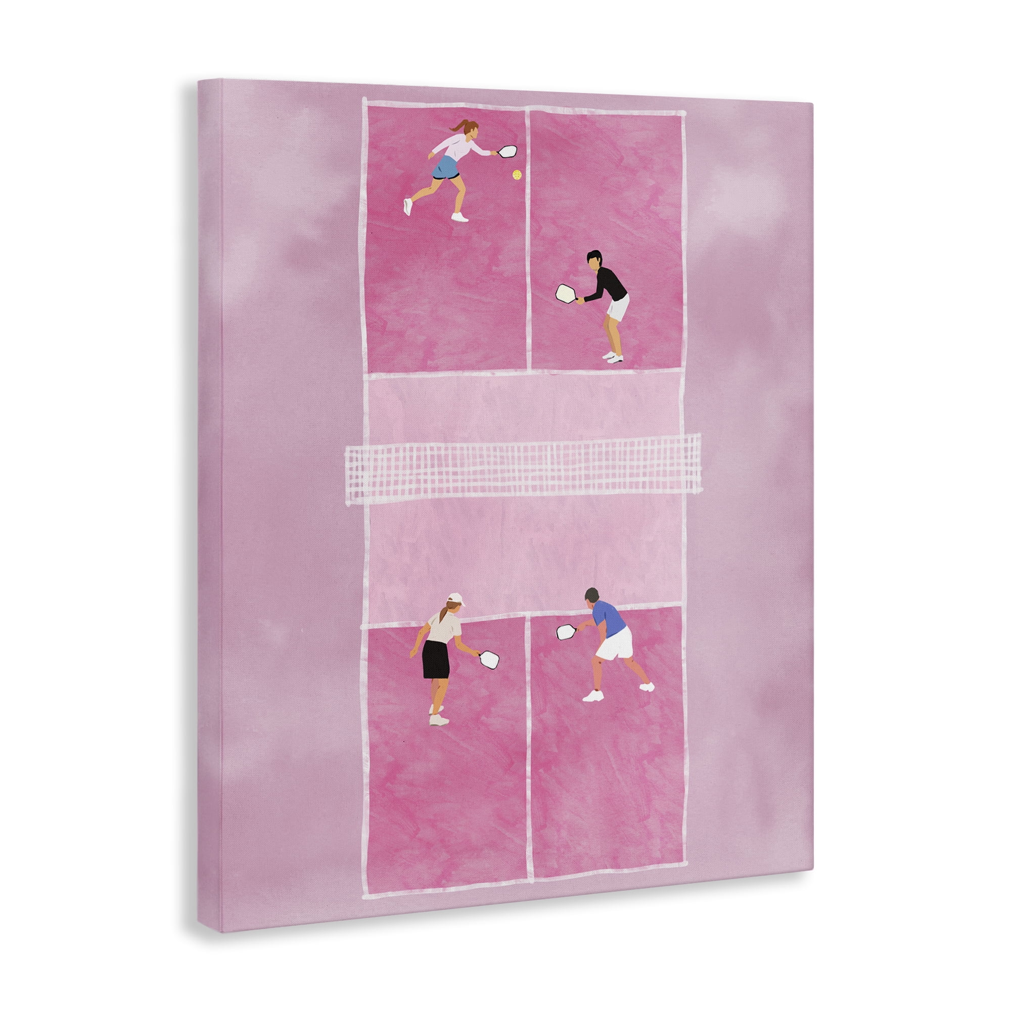 Stupell Industries Pink Pickleball Court Sports Painting Wrapped Canvas Art Print Wall Art, 36 x 48