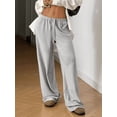 thumbnail image 4 of Women’s Solid Wide-Leg Pants, Elastic Waist Drawstring Lounge Trousers, High-Comfort Casual Loose Fit Pants, Lightweight Everyday Relaxed Fit Bottoms, 4 of 7