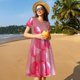 thumbnail image 4 of Disketp Pink Balloon Puppy Art para Vestido de Manga Corta para Mujeres, Vestidos de Verano para Mujeres, Casual y Holgado para la Playa, 4 of 6