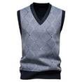 thumbnail image 2 of Zedker Men's Soft Thick Argyle Sweater Vest - Classic V-Neck Sleeveless Knit Pullover, Warm for Autumn-Winter Gray XXL, 2 of 9