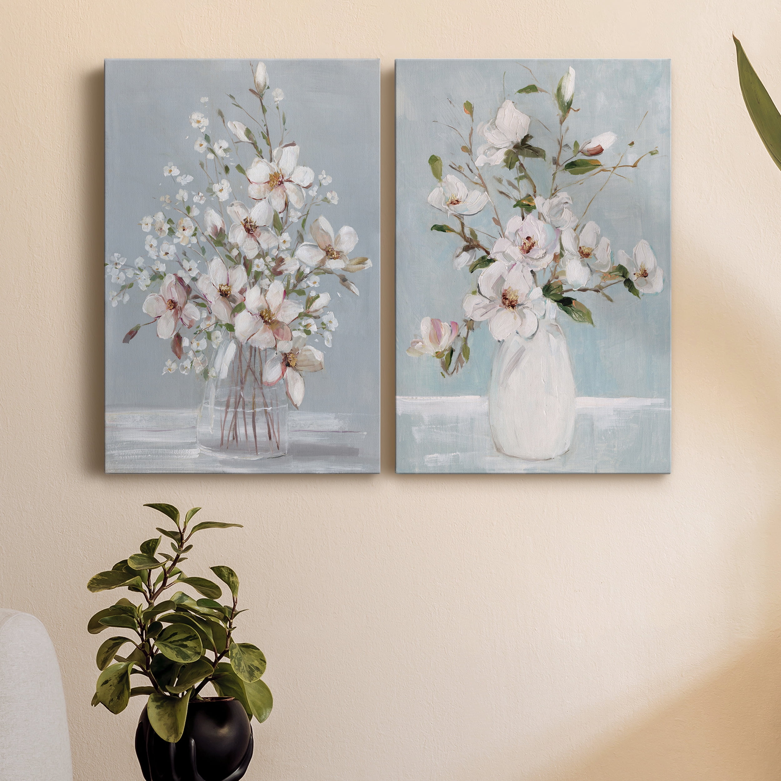 Magnolia Romance Premium Gallery Wrapped Canvas - Ready to Hang - Set of 2 - 18 x 27 Each