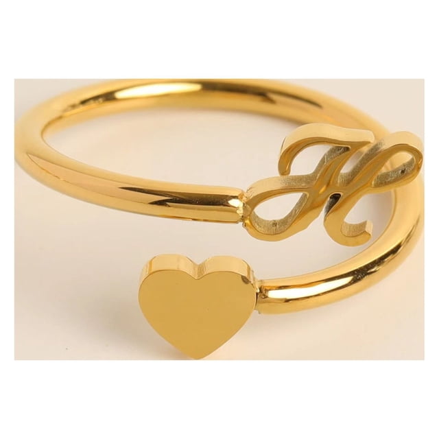 Fiudx Anillos de Inicial de Oro, Anillo Apilable con Letra Abierta, Joyería Ajustable con Alfabeto, Regalos Personalizados Únicos, Accesorio de Moda para Mujer, Perfecto para Mamá o Novia.