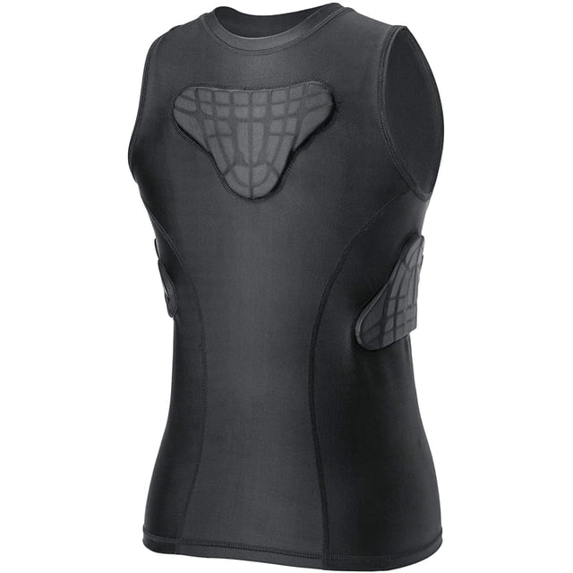 Youth Padded Compression Shirt Vest Chest Rib Protector for Rugby Baseball Football Basketball Lacrosse